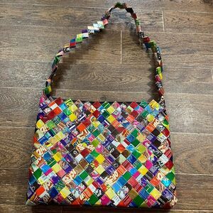 Upcycled Candy Wrapper Purse Handmade Patchwork Bag Eco Friendly Tote